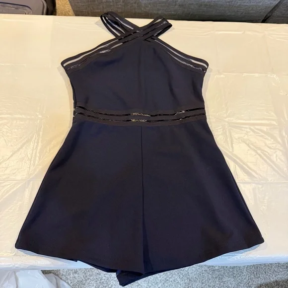 SHEIN Navy Strappy Halter Romper Fit & Flare Skater L - Picture 3 of 5